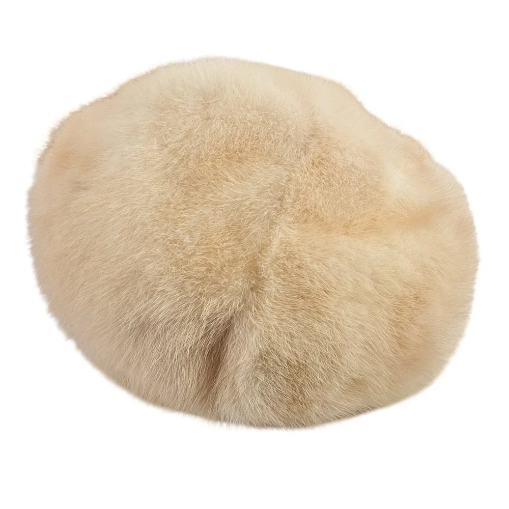 Vintage Blonde Fur Pillbox Hat Vintage Gartenhaus Beige Blonde Brown Mink Fur Pillbox Hat  main image 2